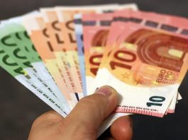 hand holding euro notes