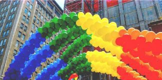 rainbow balloons celebrating pride