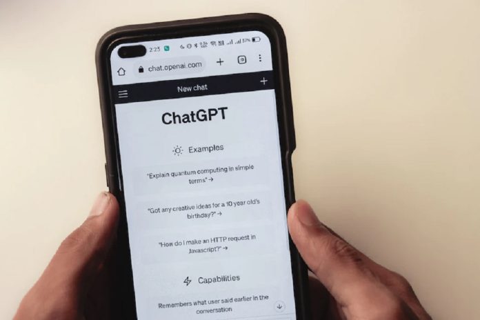 Person using ChatGBT on mobile