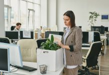 Employee packing on last day in job