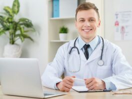 Medical doctor in office