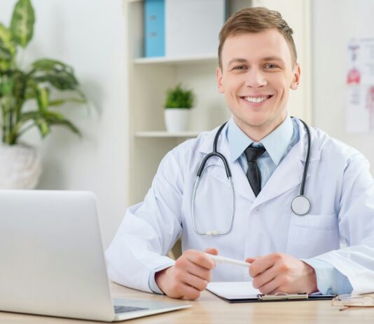 Medical doctor in office