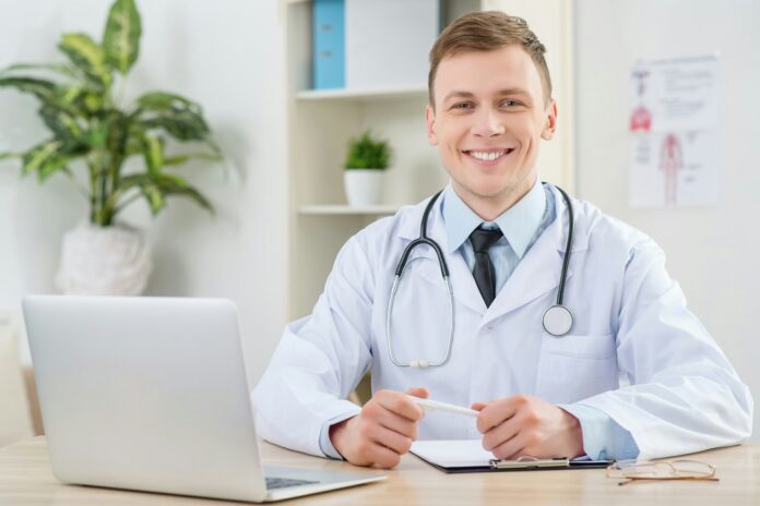 Medical doctor in office