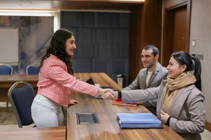 Job candidate undergoing panel interview