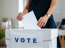 Woman voting in Election Ireland 2024