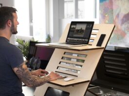 Worker standing at workstation