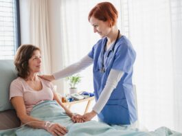 Patient in hospital with nurse