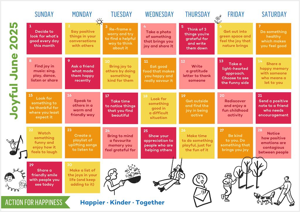 Action for Happiness - Joyful June Calendar